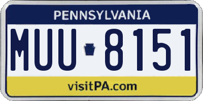 PA license plate MUU8151
