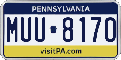 PA license plate MUU8170