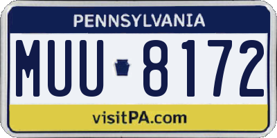 PA license plate MUU8172