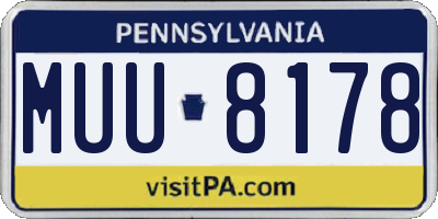 PA license plate MUU8178