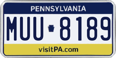 PA license plate MUU8189