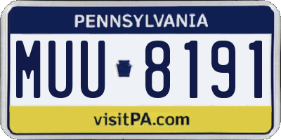 PA license plate MUU8191