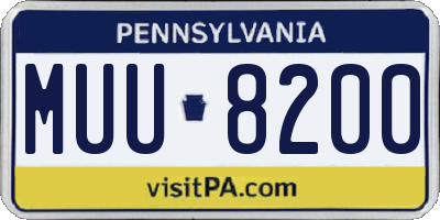 PA license plate MUU8200