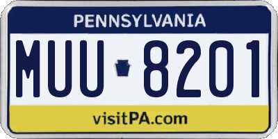 PA license plate MUU8201