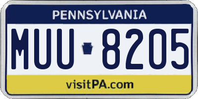 PA license plate MUU8205