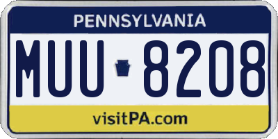 PA license plate MUU8208