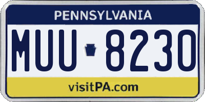 PA license plate MUU8230