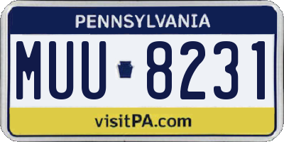 PA license plate MUU8231