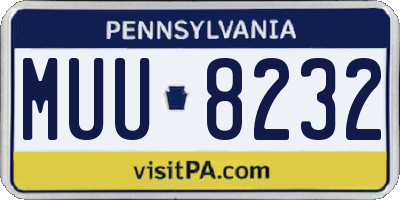 PA license plate MUU8232