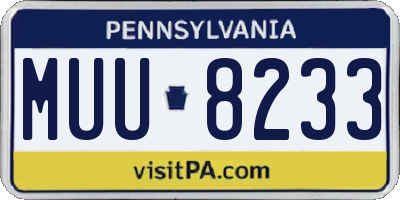 PA license plate MUU8233