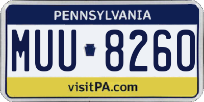 PA license plate MUU8260