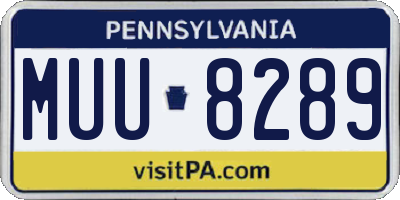 PA license plate MUU8289