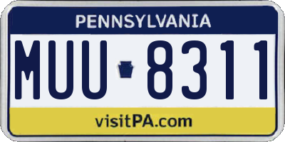 PA license plate MUU8311