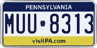 PA license plate MUU8313