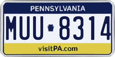 PA license plate MUU8314