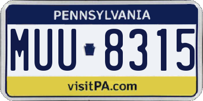 PA license plate MUU8315