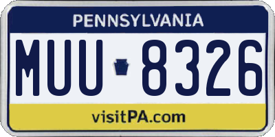 PA license plate MUU8326