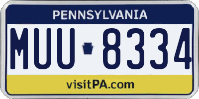 PA license plate MUU8334