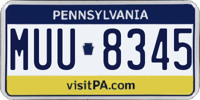 PA license plate MUU8345