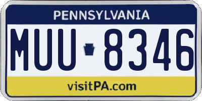 PA license plate MUU8346