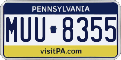 PA license plate MUU8355