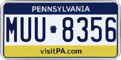 PA license plate MUU8356