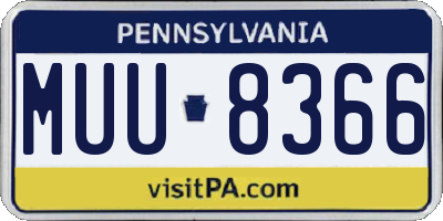 PA license plate MUU8366