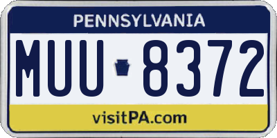 PA license plate MUU8372