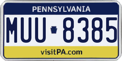 PA license plate MUU8385