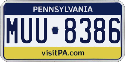 PA license plate MUU8386
