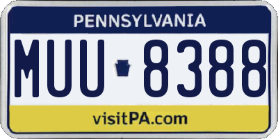 PA license plate MUU8388