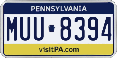 PA license plate MUU8394
