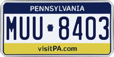 PA license plate MUU8403