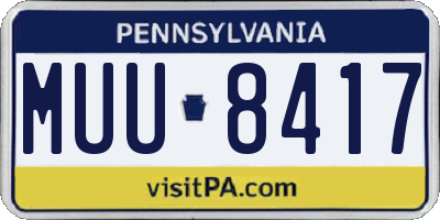PA license plate MUU8417