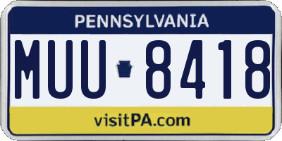 PA license plate MUU8418