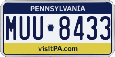 PA license plate MUU8433