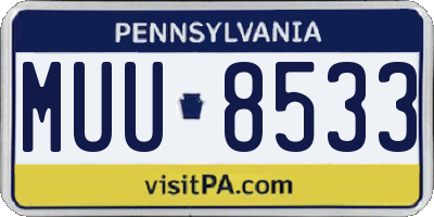 PA license plate MUU8533