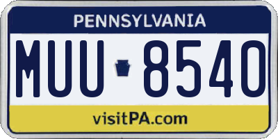 PA license plate MUU8540