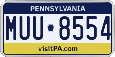 PA license plate MUU8554