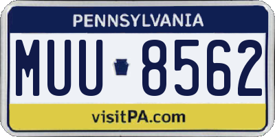 PA license plate MUU8562
