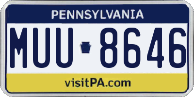 PA license plate MUU8646