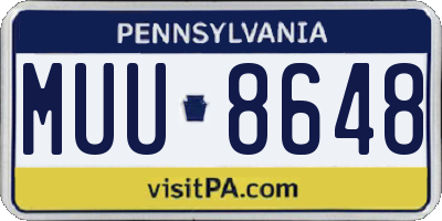 PA license plate MUU8648
