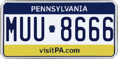 PA license plate MUU8666