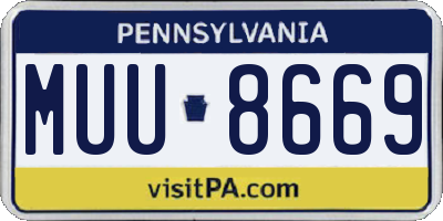 PA license plate MUU8669