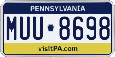 PA license plate MUU8698