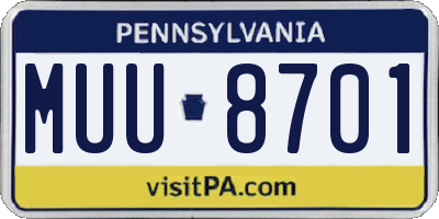 PA license plate MUU8701