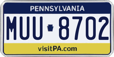 PA license plate MUU8702