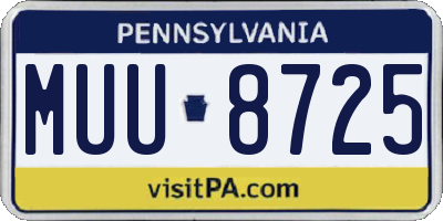 PA license plate MUU8725