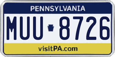 PA license plate MUU8726