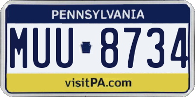 PA license plate MUU8734